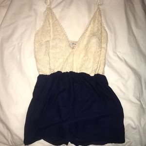 Blue and white summer romper